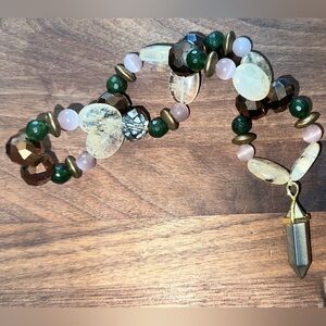 Gypsy’s Treasure HangCharm (Pyrite, Canadian Jade,Yellow Quartz, Lilac Cat’s Eye